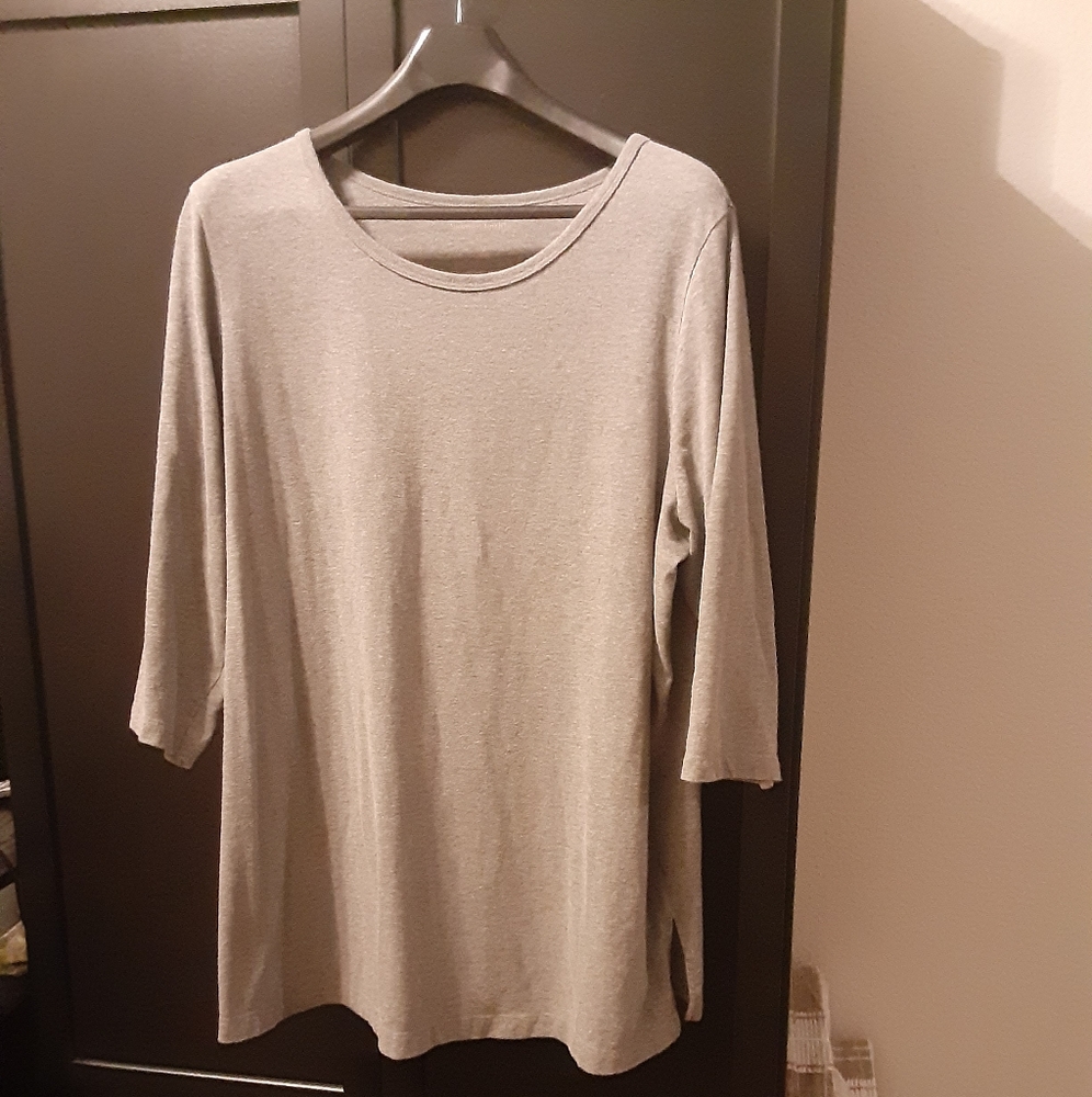 WOMAN WITHIN Women's Gray 3/4 Sleeve Size 1X